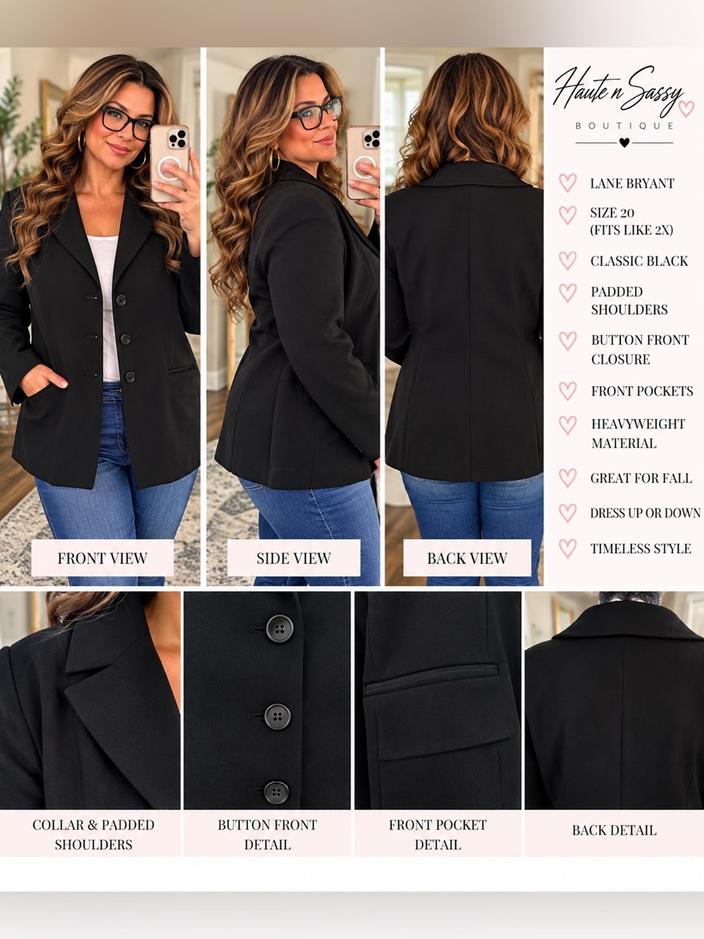 🖤 Lane Bryant Black Blazer Size 20
